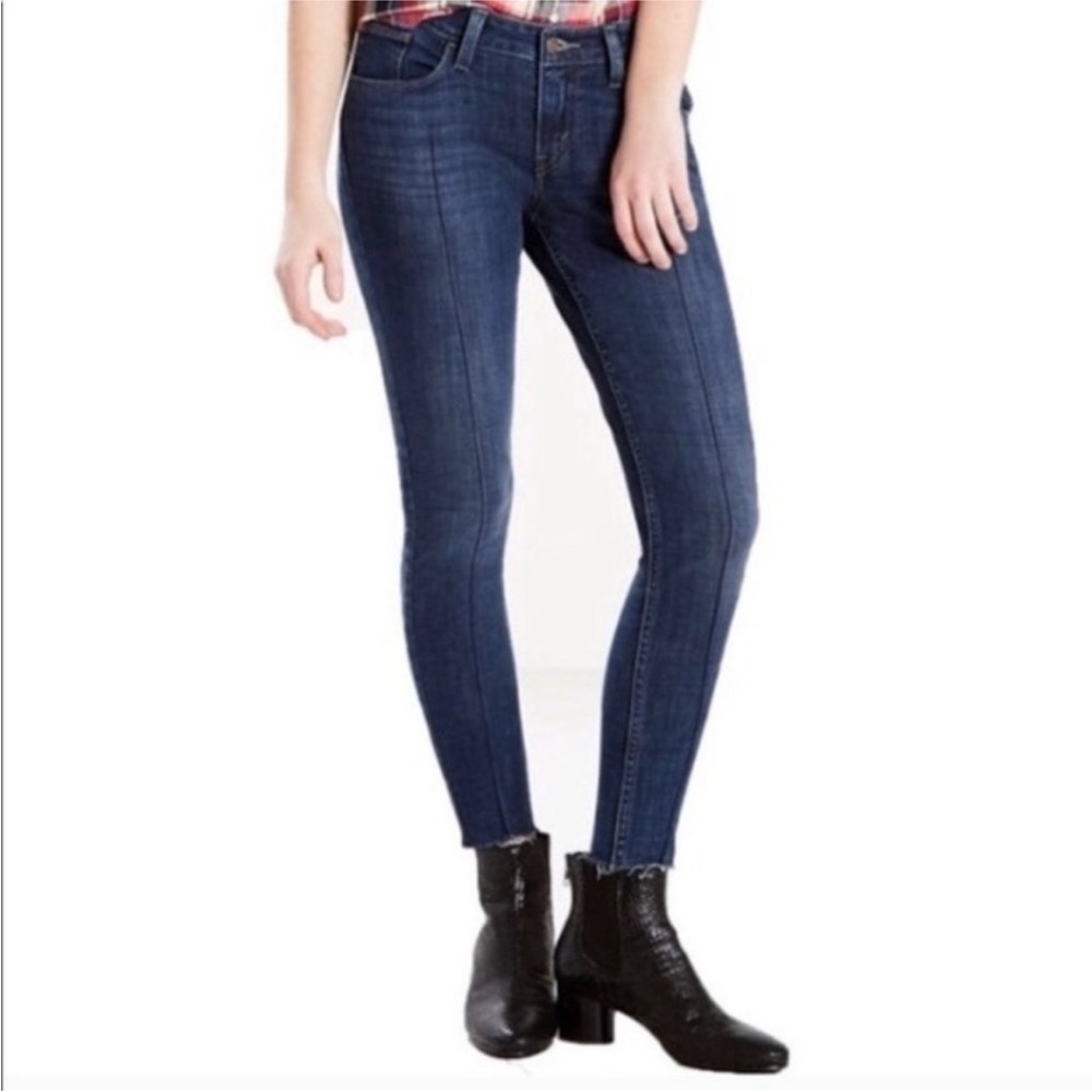 Levi’s 535 Super Skinny Frayed Hem Front Seam Jeans, Sz 28